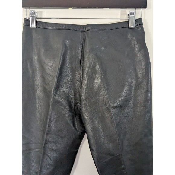 Vintage Frye Black Leather Lined Pants Size 6 Moto City Straight Leg Riding - Picture 5 of 8